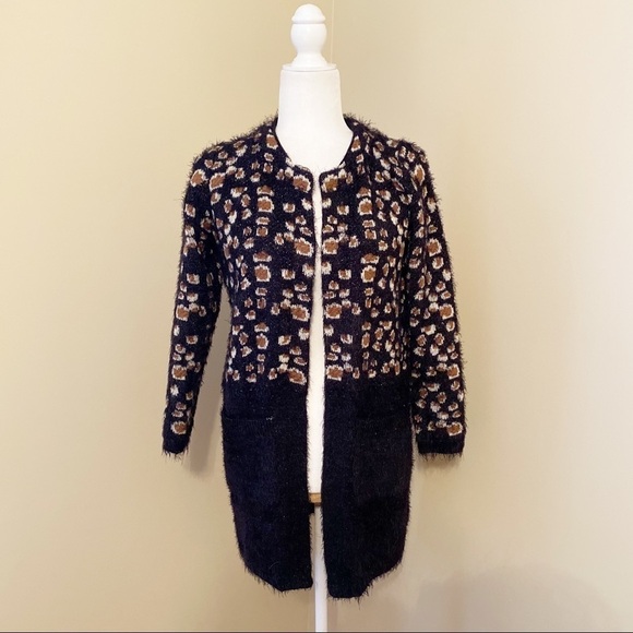 Anthropologie La Fee Verte Leopard Eyelash Cardigan - XS - Picture 1 of 14